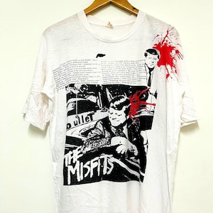 Vintage 70s The Misfits “ Bullet 1978 Handprints T-Shirt / Artwork / Punk Rock / Rare / Tour / Streetwear / White / Pop Art / 70s Music / XL