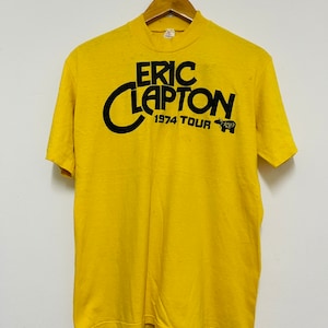 Vintage 70s Eric Clapton “ 1974 Tour RSO Records Blues Band T-Shirt / Rock Tee / Rock n Roll / Music / Tour / Concert / Yellow / L