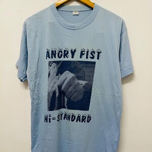 Vintage 90s Hi-Standard : Angry Fist 1997 Band T-Shirt / Punk Rock / Punk Music / Japan Punk / Japan Music / Culture / Blue / Ken / L