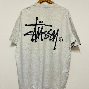 Vintage 90s Stussy T-Shirt / WorldTribe / Big Logo / Spell Out / 90s / Rare / Skate Surf / Streetwear / Grey / XXL