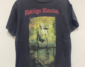 Vintage 00s Marilyn Manson “ Death 2000 Industry Metal Music T-Shirt / Death Metal / Metal / Rock / Punk / Streetwear / Black / M