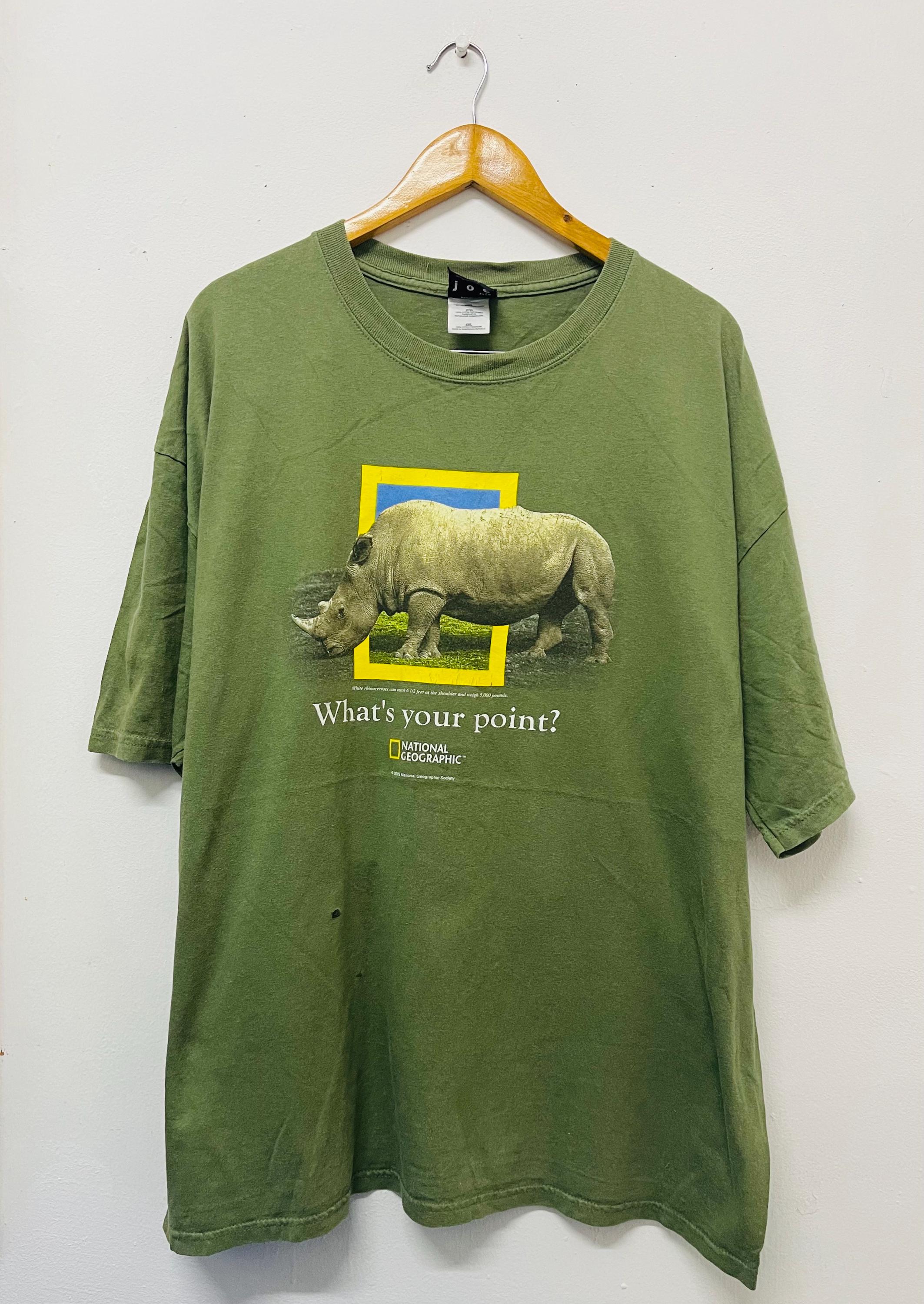 Vintage Y2K Nat Geo 2002 : What's Your Point Rhinos T-shirt / Save