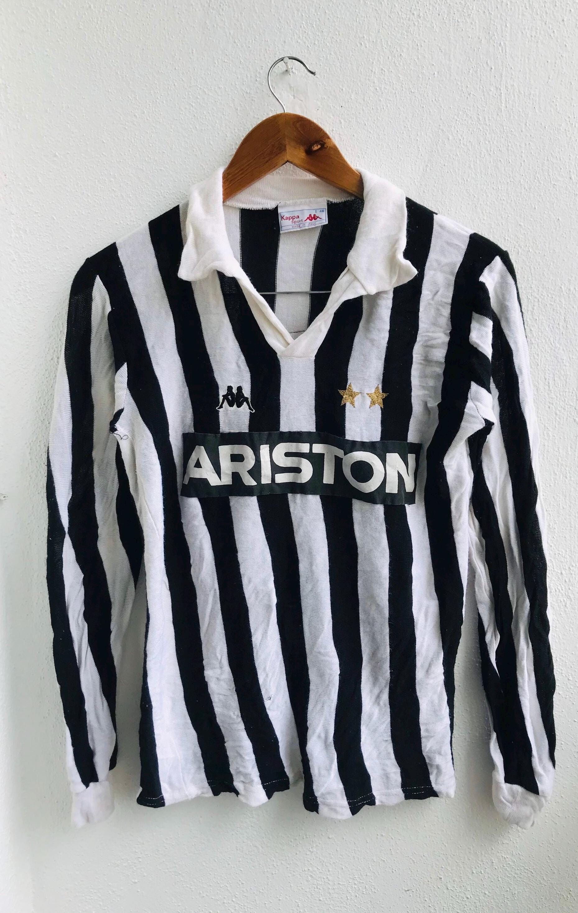 激レア　ユヴェントス￼Kappa 88年長袖ストライプ シャツ ARISTON Vintage 80s Juve : Ariston Italy Serie A Football Long Sleeve
