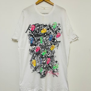 Vintage 90s The Rolling Stones 1989 Tour T-Shirt / Rock n Roll / Rare / White / Streetwear / XXL