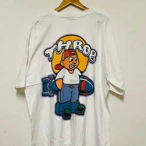 Vintage 90s Throb Streetwear T-Shirt / Skate Surf / Modern Streetwear / Streetwear / White / 2XL