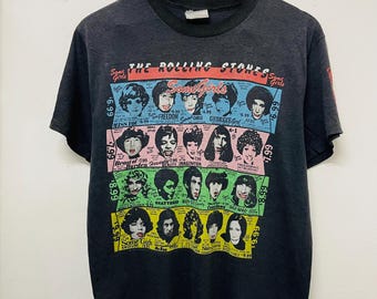 Vintage 80s The Rolling Stones : Some Girls T-Shirt / The North American Tour 1988 / Rock Music / Rock n Roll / Rock T-Shirt / Black / L
