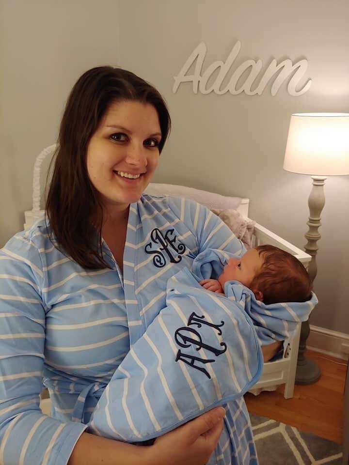 Monogrammed Maternity Robe and Swaddle Set Robe Swaddle Etsy