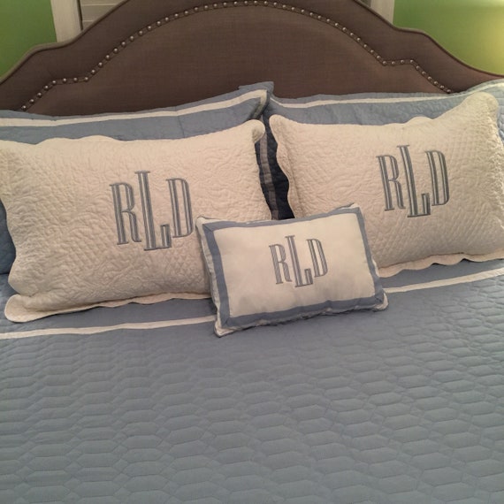 Monogrammed Pillow Shams Custom Scalloped Edge Embroidered Etsy