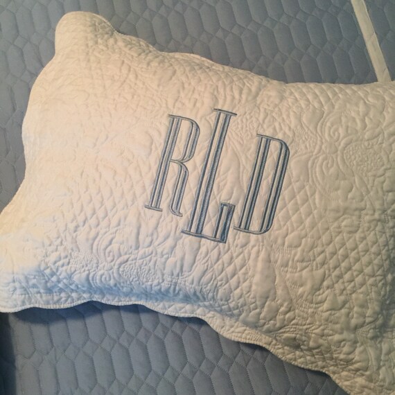 Monogrammed Pillow Shams Custom Scalloped Edge Embroidered Etsy