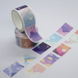 Stamp Washi Tape - decorative tape for journals, kawaii washi tape, cute stationery, pastel goth aesthetic