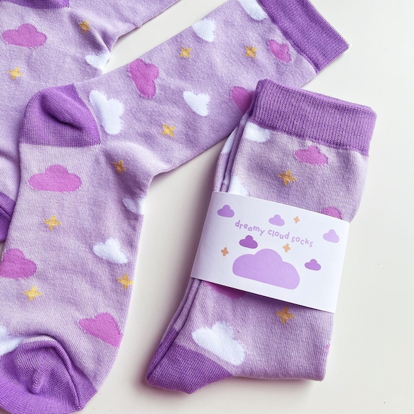 Cute Pastel Cloud Socks, Women Socks, Pastel Goth Clothing, Kawaii Socks, Yume Kawaii, Pink Aesthetic, Gifts for teens, Gifts for her