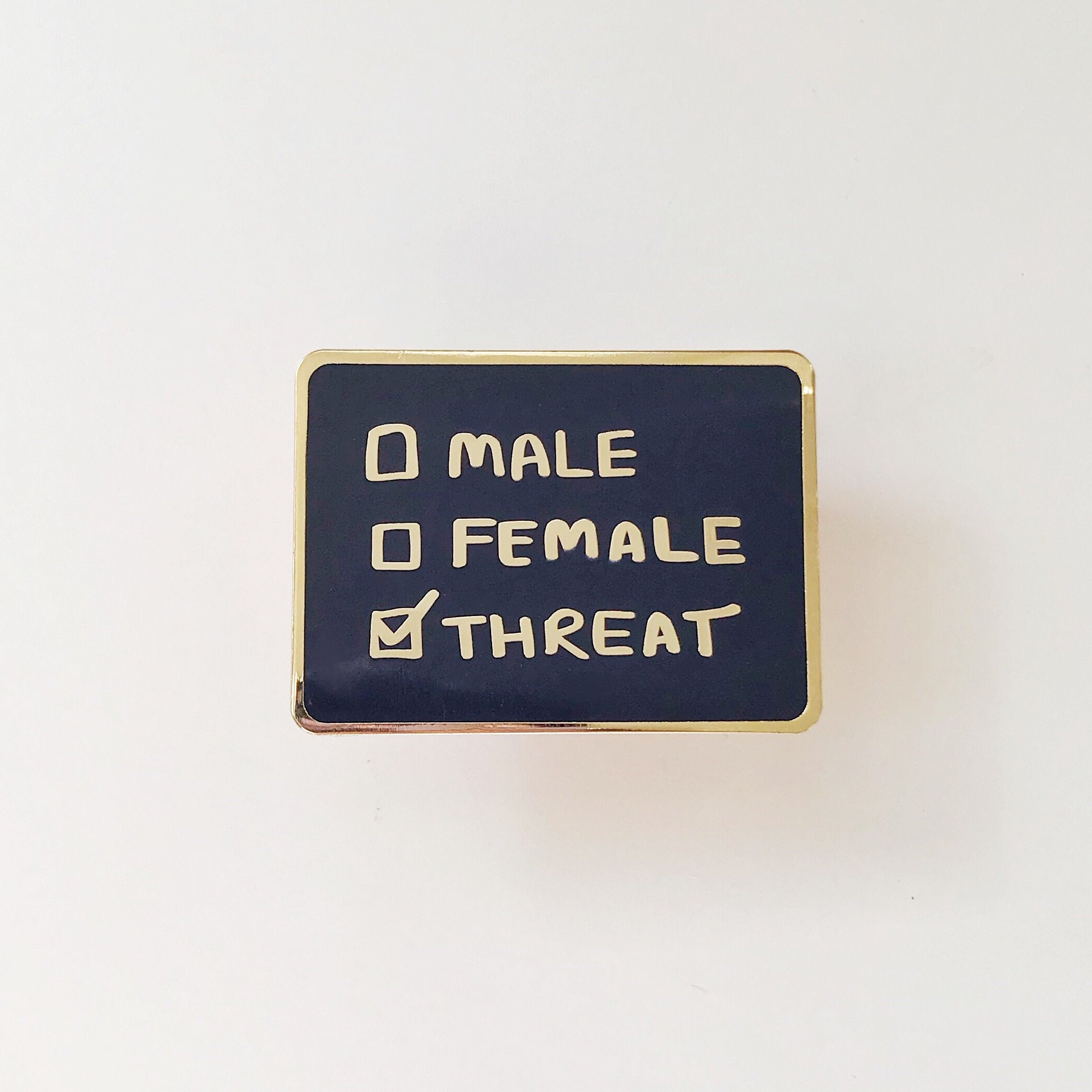 Male Female Threat Enamel Pin, Meme Enamel Pin, Goth Aesthetic, Nonbinary pride, ita bag, Gifts for teens, Funny gifts