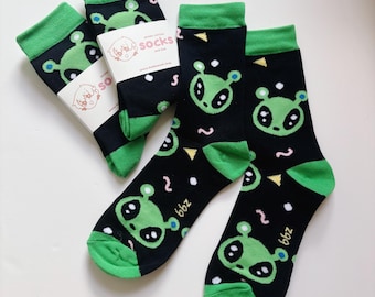 Alien Socks, Kawaii Socks, cutecore, weird core, kidcore