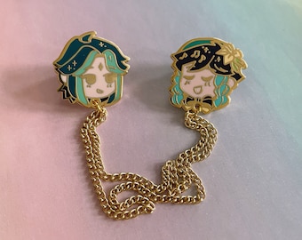 Xiaoven Enamel Pin Set: Genshin Xiao & Venti, Gamer Gift
