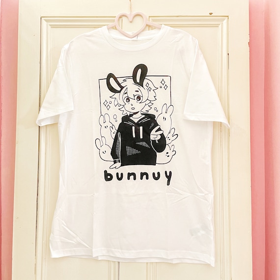Bunny Boy Organic Cotton T-shirt: Kawaii Screenprinted Graphic Tee