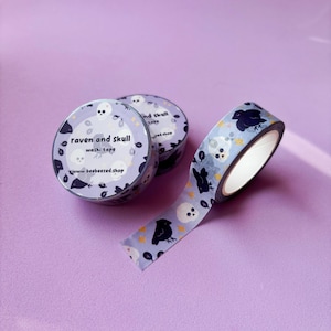 Raven and Skull Washi Tape: Kawaii Goth Stationery