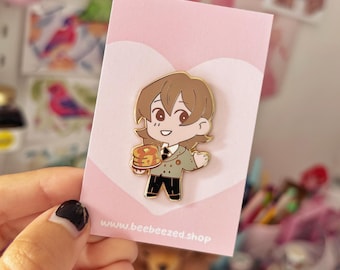 Akechi Pancakes Enamel Pin: Gold Plated Video Game Pin