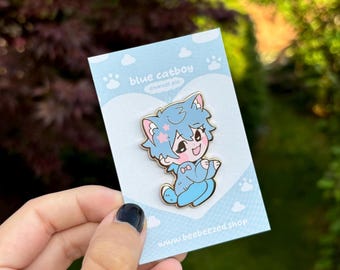 Blue Catboy Enamel Pin, Cute Enamel Pin, Kawaii Aesthetic, ita bag, Gifts for teens, Funny gifts