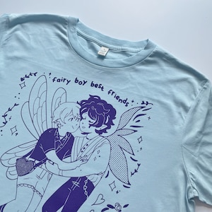 Fairy Boys Screenprinted Organic Cotton T-shirt: Kawaii Pastel Fashion