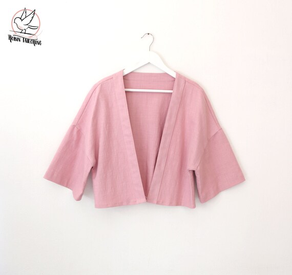 Kimono Jacket Women in Rose Pink Linen 