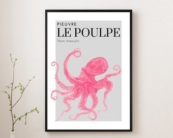 Octopus Nautical Print, Beach Decor, Octopus Print, Nautical Home Decor, Octopus Wall Art, Bathroom decor, Kitchen Wall Art, A3/A4/A5 Size