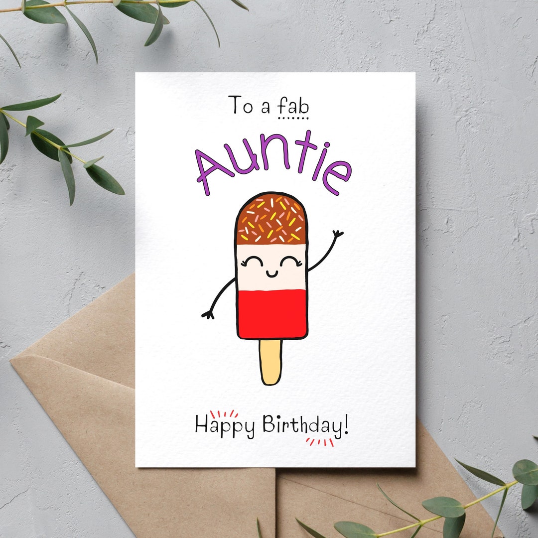 Fab Auntie, Funny Birthday Card, Auntie Birthday Card, Card for Auntie ...