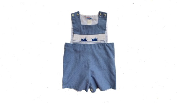 Baby Romper: blue baby romper, smocked romper, smo