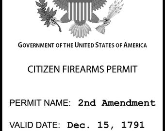 Citizen Firearms Permit - 4"x6" Vinyl Bumper Sticker - 2nd Amendment Pro-Guns Firearms GOP Republican Conservative USA Politics 2A