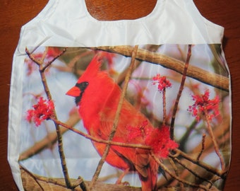 Cardinal Bird Tote Bag: Lightweight Reusable Grocery Bag