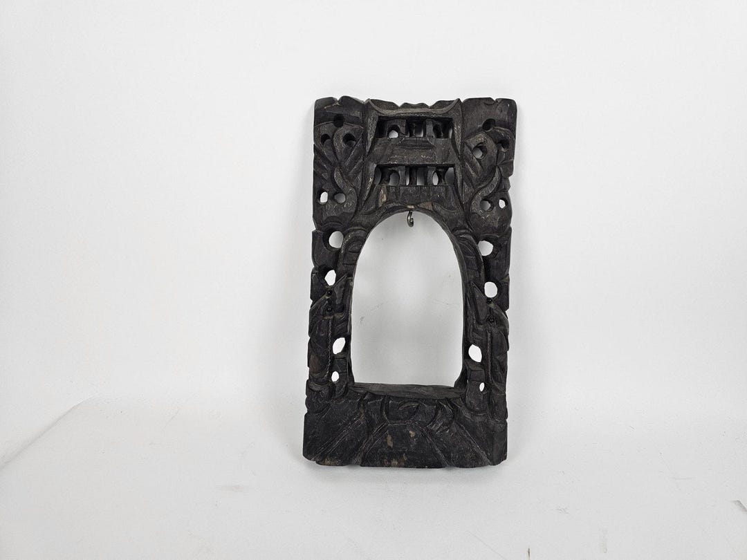 Traditional Frames Antique Hand Carved Wood Frame | Tribal Folk Art Architectural Panel ...