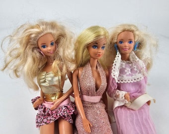 Set of 3 Vintage Mattel Barbies Twist N Turn Blue Eyes Blonde Hair