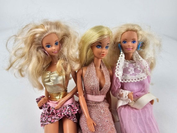 Set of 3 Vintage Mattel Barbies Twist N Turn Blue Eyes Blonde Hair