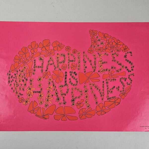 Vintage 60's Acme Studio Happiness Poster Retro Psychedelic Collectible 1967