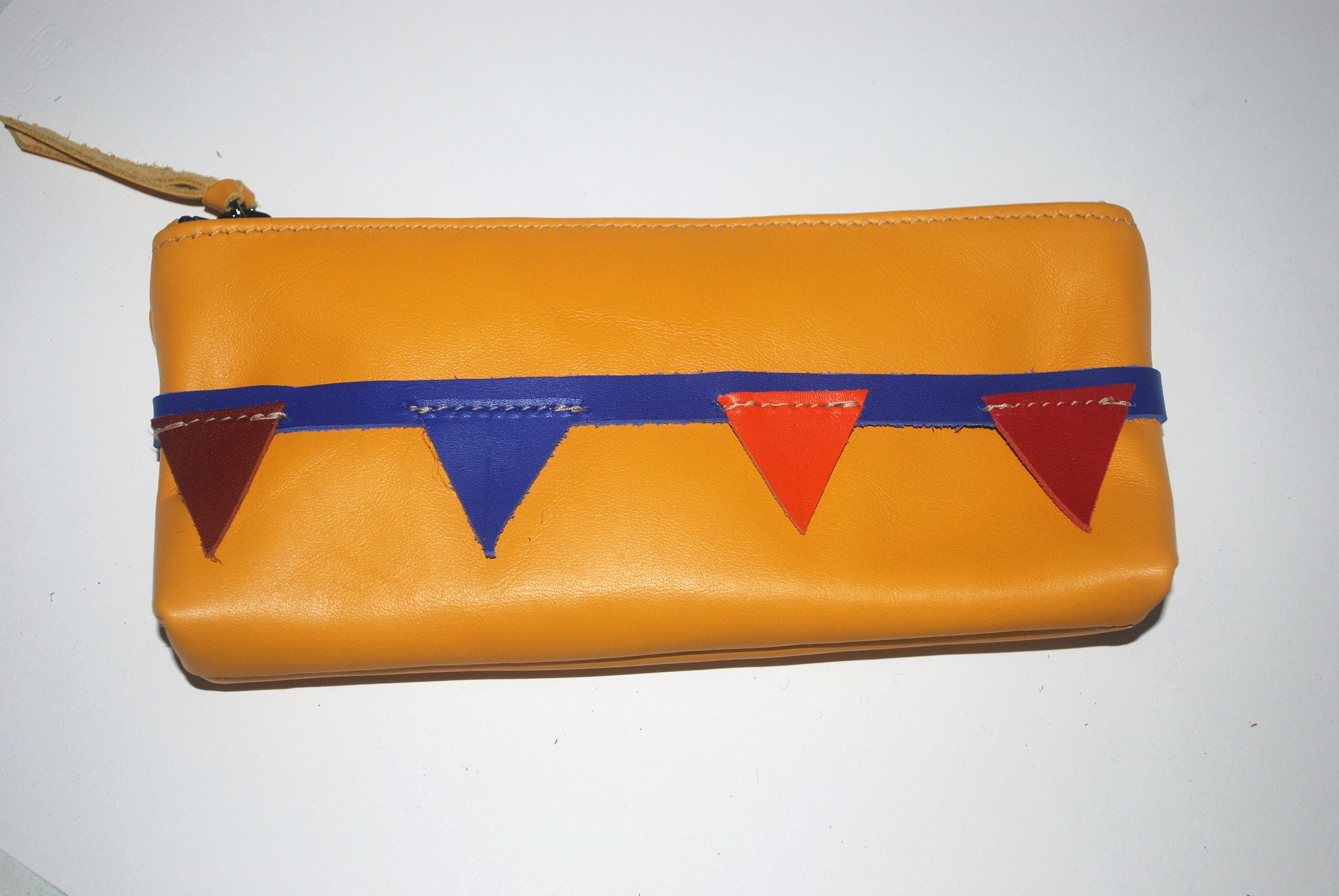 Trousse en Cuir Jaune