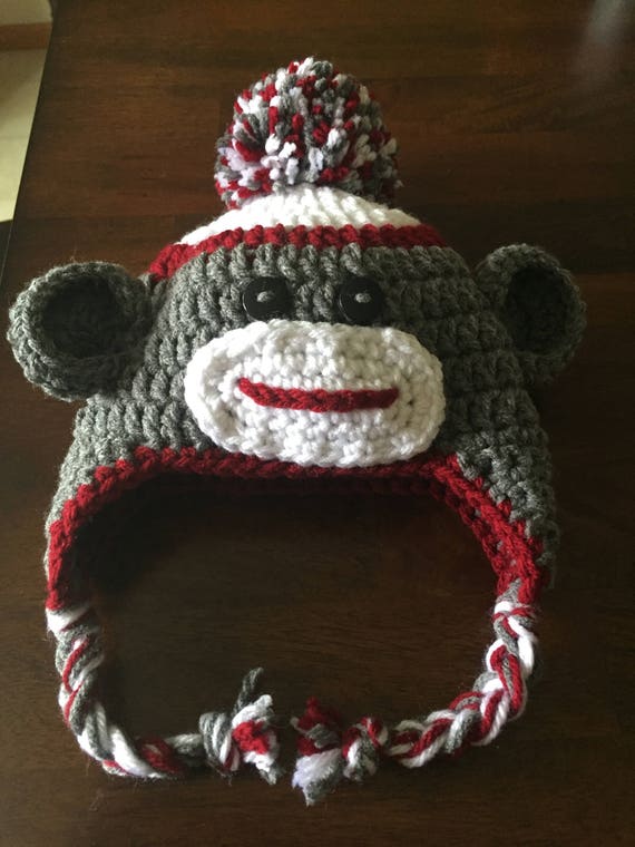 3 Handmade Sock Monkey Hats - Adult One Size Sock Monkey Hat (adult Size) | Crochet Hats | Handmade Gift  main image 3