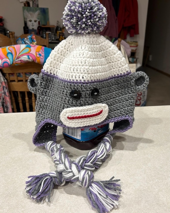 Sock Monkey Hat for Adults/larger Sizes - Etsy display picture 3