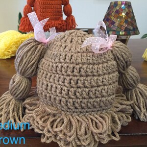 Cabbage Patch Kid Hat You pick the color. Size Newborn to Toddler. Pigtails with Ribbons image 3