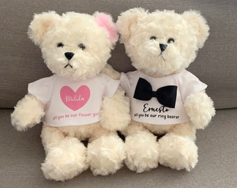 1 pc custom personalized name bow tie teddy bear stuff animal proposal will you be my ring security bearer flower girl gift toddler boy girl