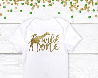 1 pc wild one safari jungle green gold 100% COTTON short long sleeve onesie baby bodysuit giraffe monkey first 1st birthday cake smash