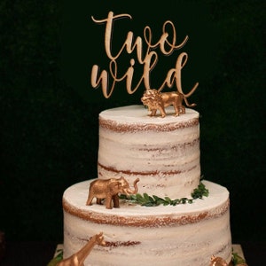 1 pc two wild raw wood or hand painted gold baltic wood laser cut rustic boho cake topper for second 2nd birthday where the wild things are