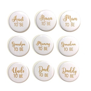 1 pc Mom Mommy Dad Daddy Nana Papa Grandma Grandpa Uncle Aunt to be faux Glitter badge pin pinback button baby shower party favors gift