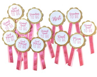 Baby Mummy Shower Badge Gender Reveal Oh New Blue Boy Girl Pink Mum Badges New