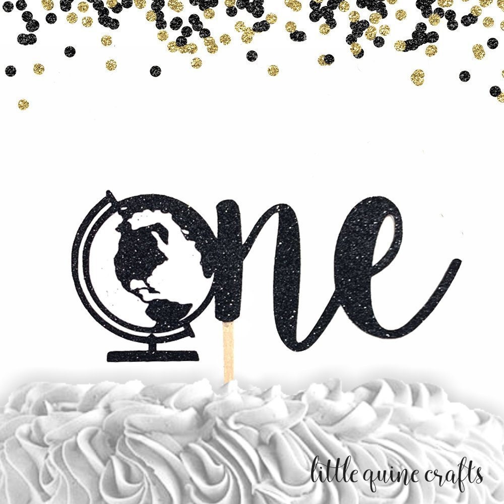 1 pcOne lemon leaf script yellow green Glitter Cake Topper for first Birthday Baby girl boy tutti fruity fruit summer cake smash party