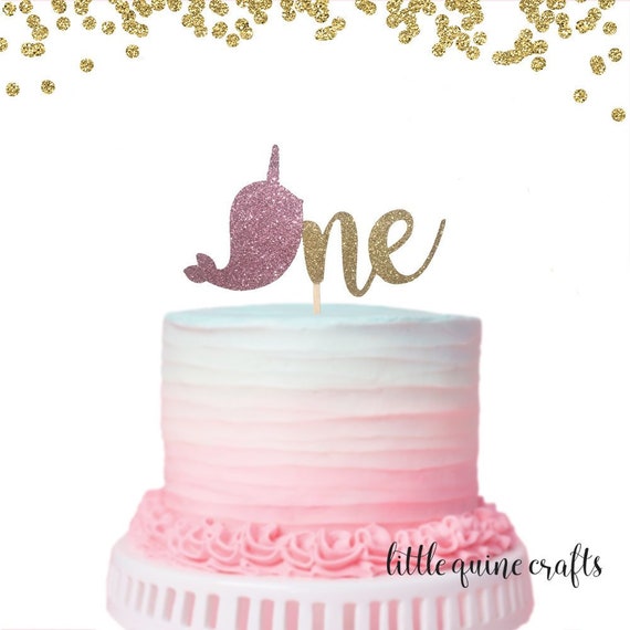 1 Pc Un Narval Or Bleu Rose Paillettes De Gateau Pour Le Etsy