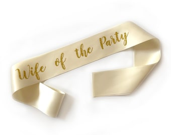 1 piece wife of the party script sash luxurious satin rose gold glitter for bachelorette party wedding shower gift party props
