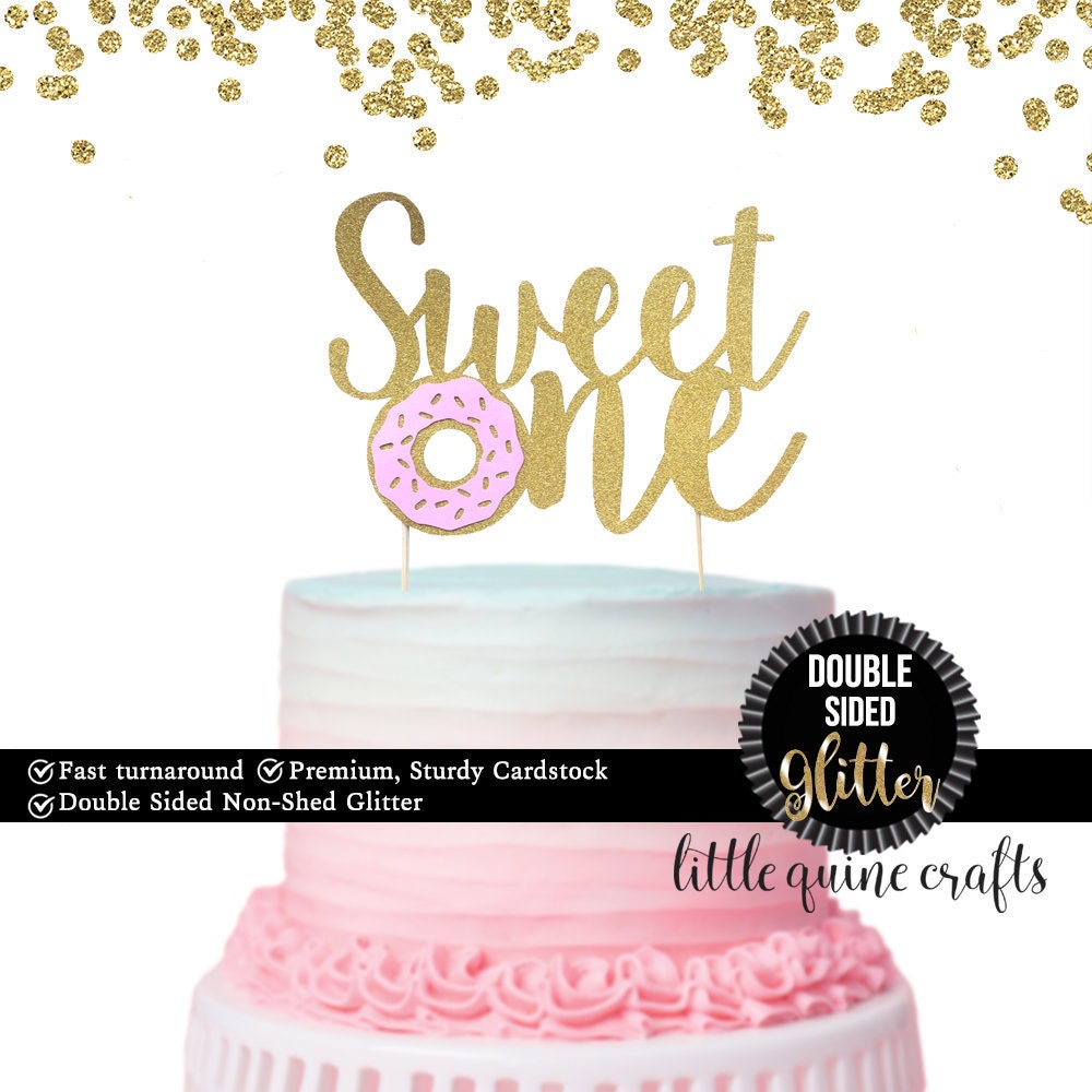 Girls Birthday Cake Topper/Baby Girl/Double Sided Gold Glitter Girls Birthday Cake Topper/Baby Girl/Double Sided Gold Glitter