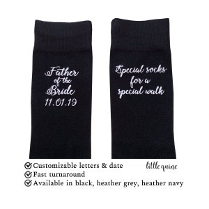 1 pair of custom personalised wedding date special socks for a special walk father of the bride socks wedding favours