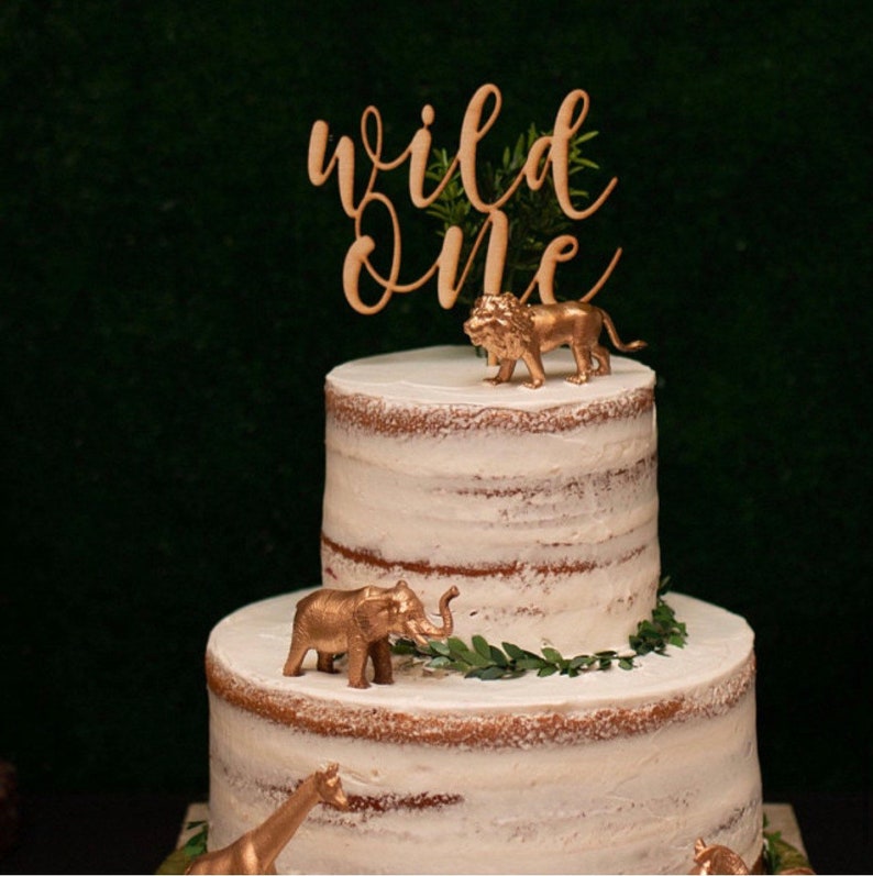 1 pc wild one raw wood or hand painted gold baltic wood laser cut rustic boho cake topper for first birthday where the wild things are 