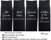 1 pair of custom personalised wedding date Groom, best man, groomsman Father of the Groom Father of the bride socks wedding favors Navy grey