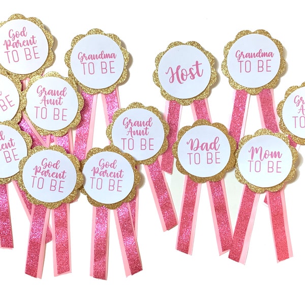 1 pc custom personalized Mommy Daddy Grandma Grandpa Aunt Brother Sister to be Glitter badge pin award corsage baby shower party favors gift